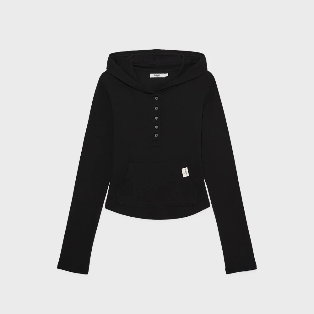 G FINE BUTTON HOODIE (BLACK)