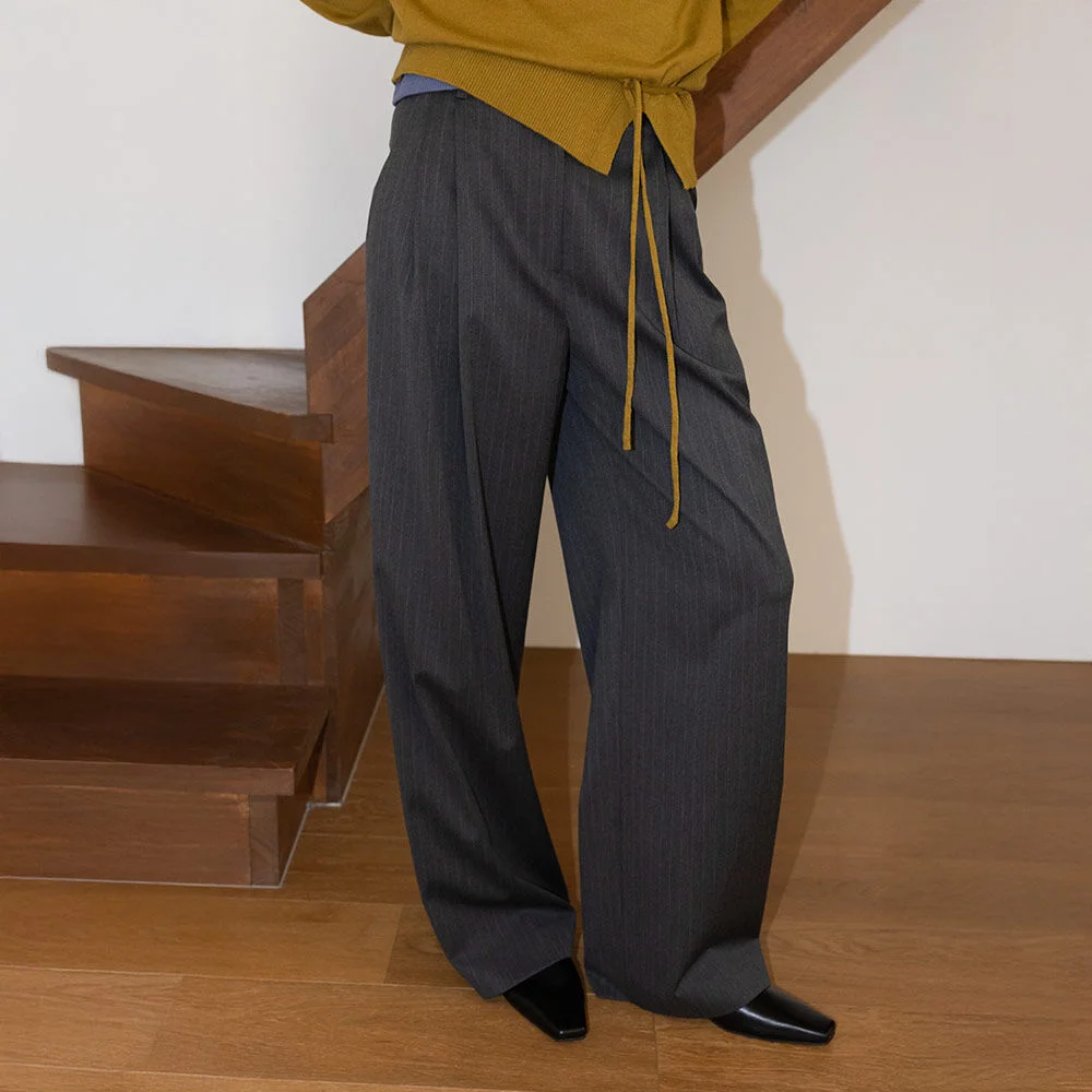 Stripe Two-Tucked Wide Pants SW6SL671-9E