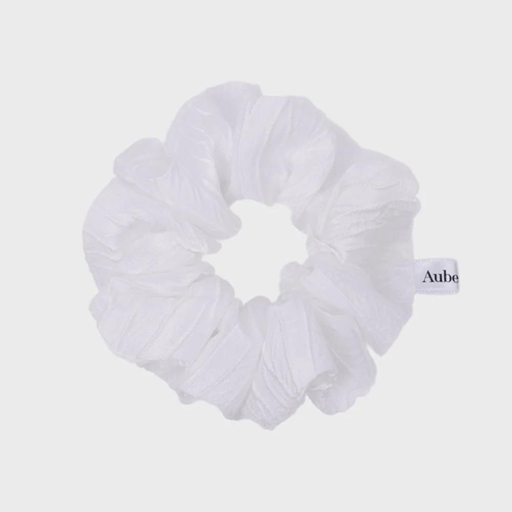 Obnuit 緞面 提花 護髮 髮圈 Leaf White M