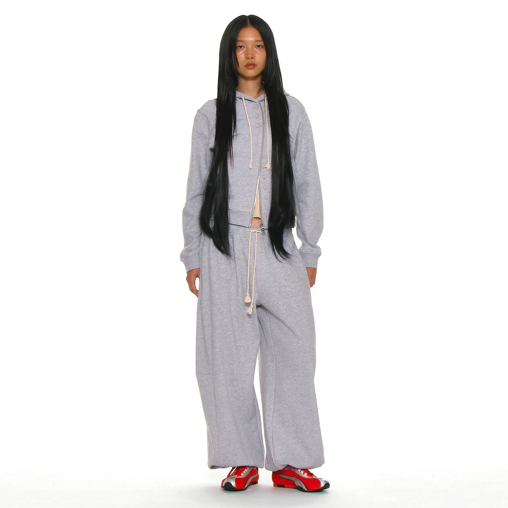 76 APPLIQUE ROUNDING SWEATPANTS_MELANGE