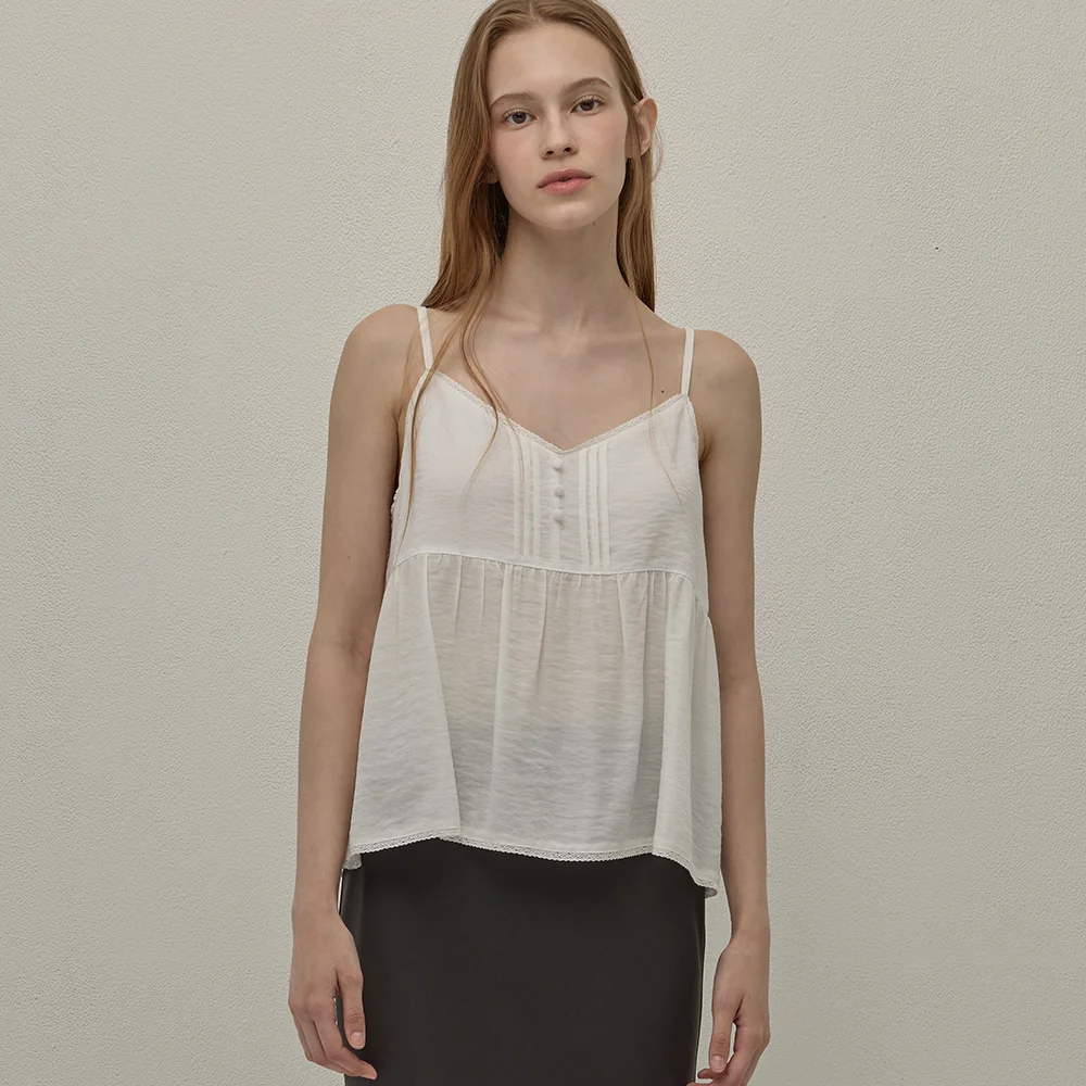 Pin tuck bustier top - White