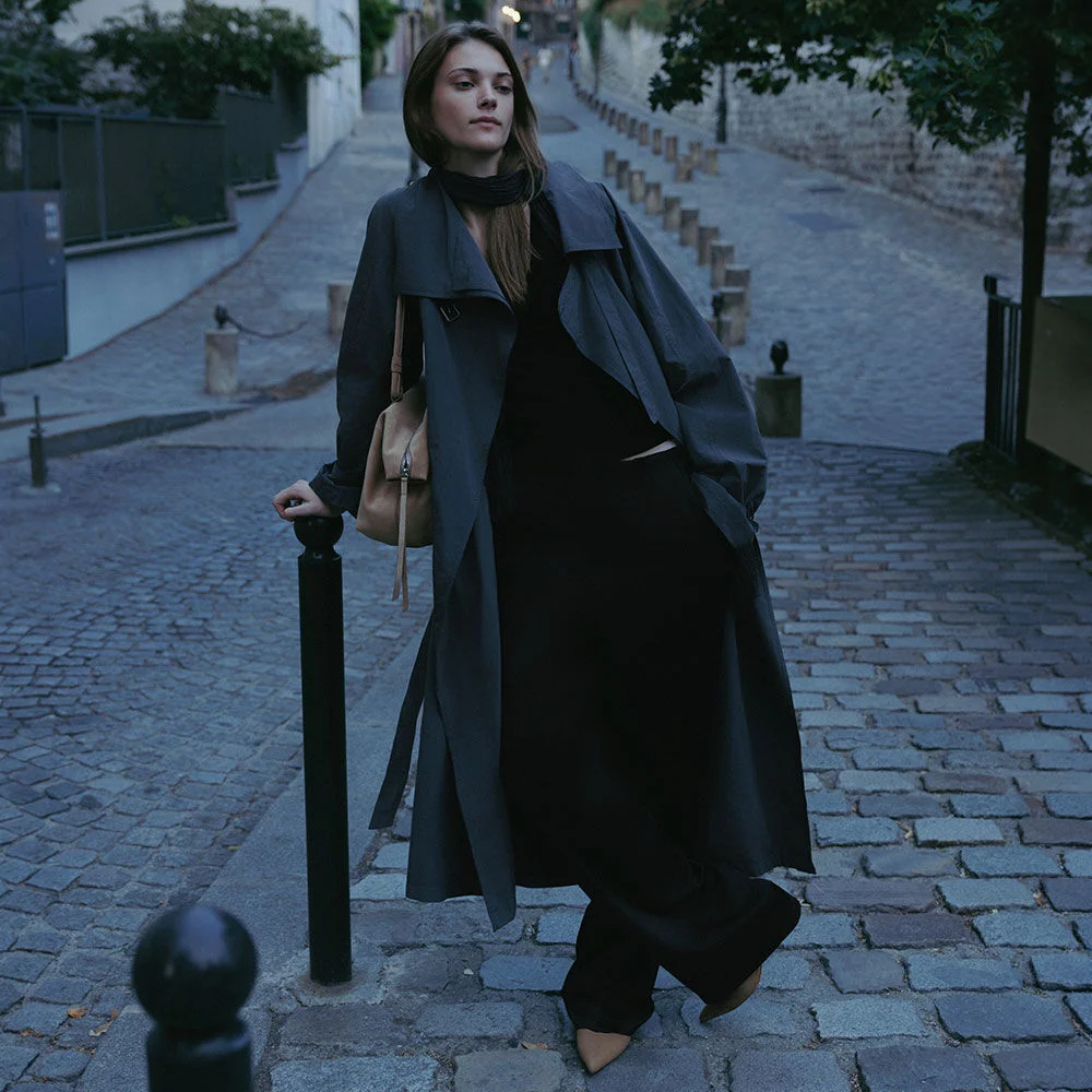 Asymmetric Wide Lapel Long Trench Coat SW6AR895-6G