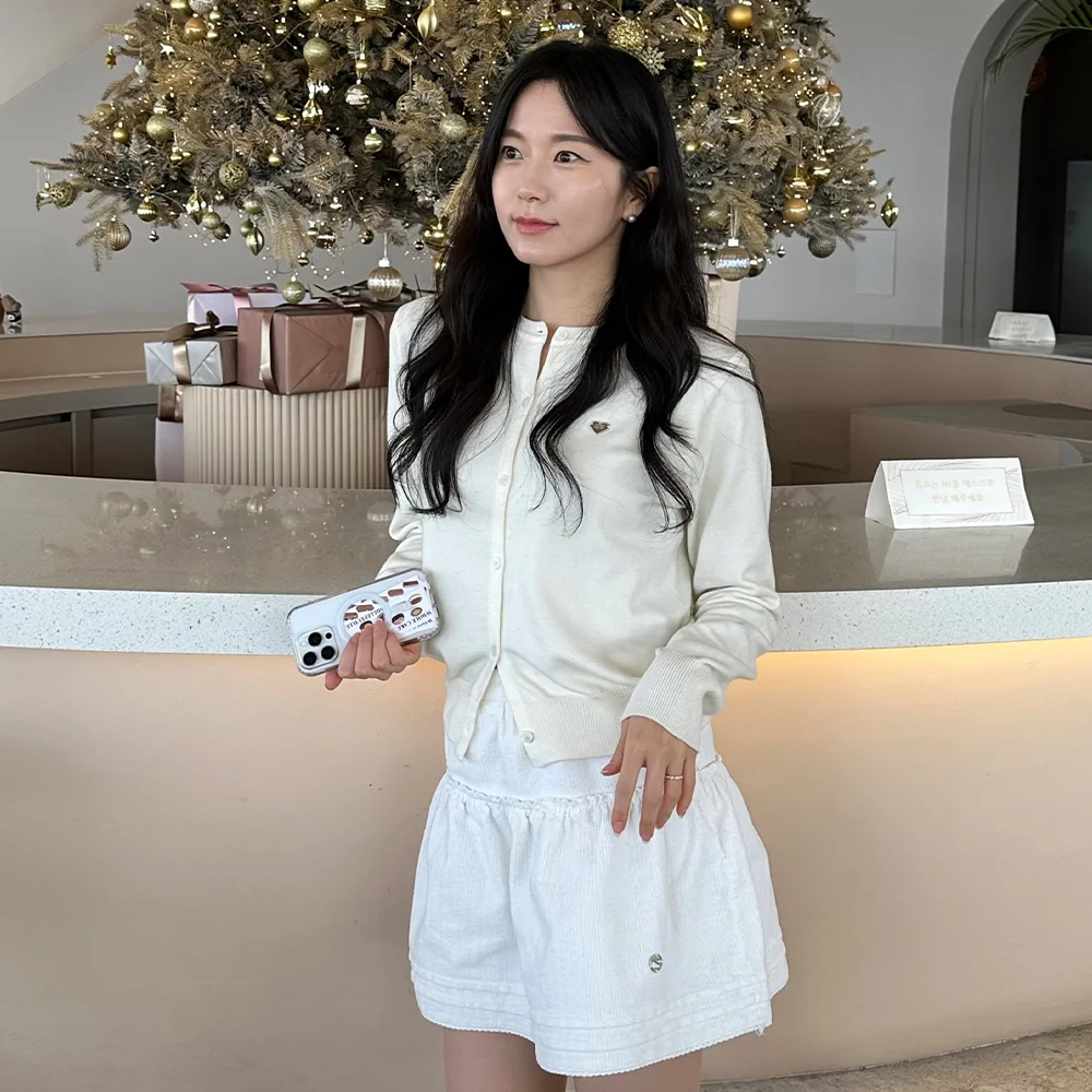 (W) 基本款 必備款 可水洗 圓領 開襟外套 IVORY