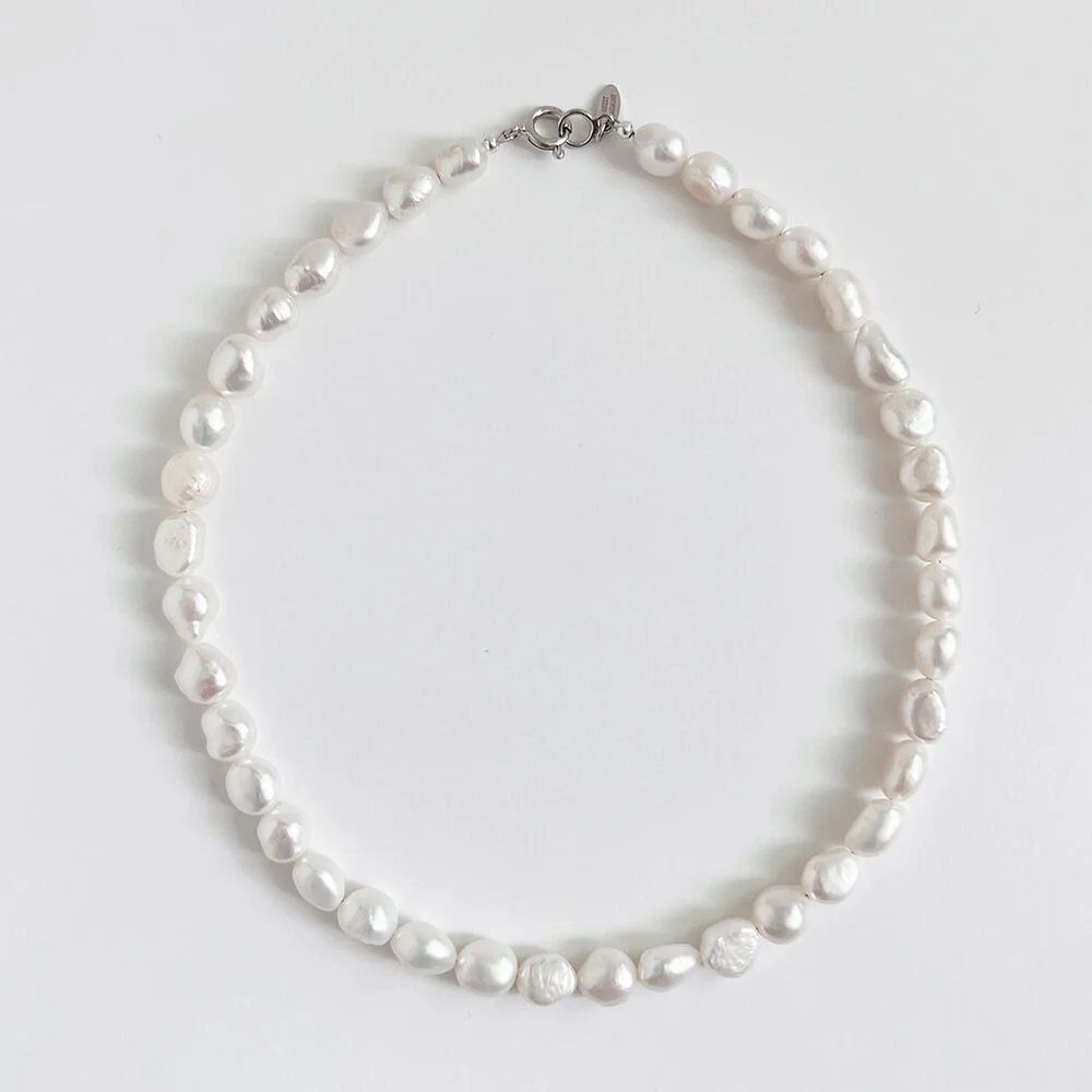 92.5% Silver Classic Baroque Pearl Necklace