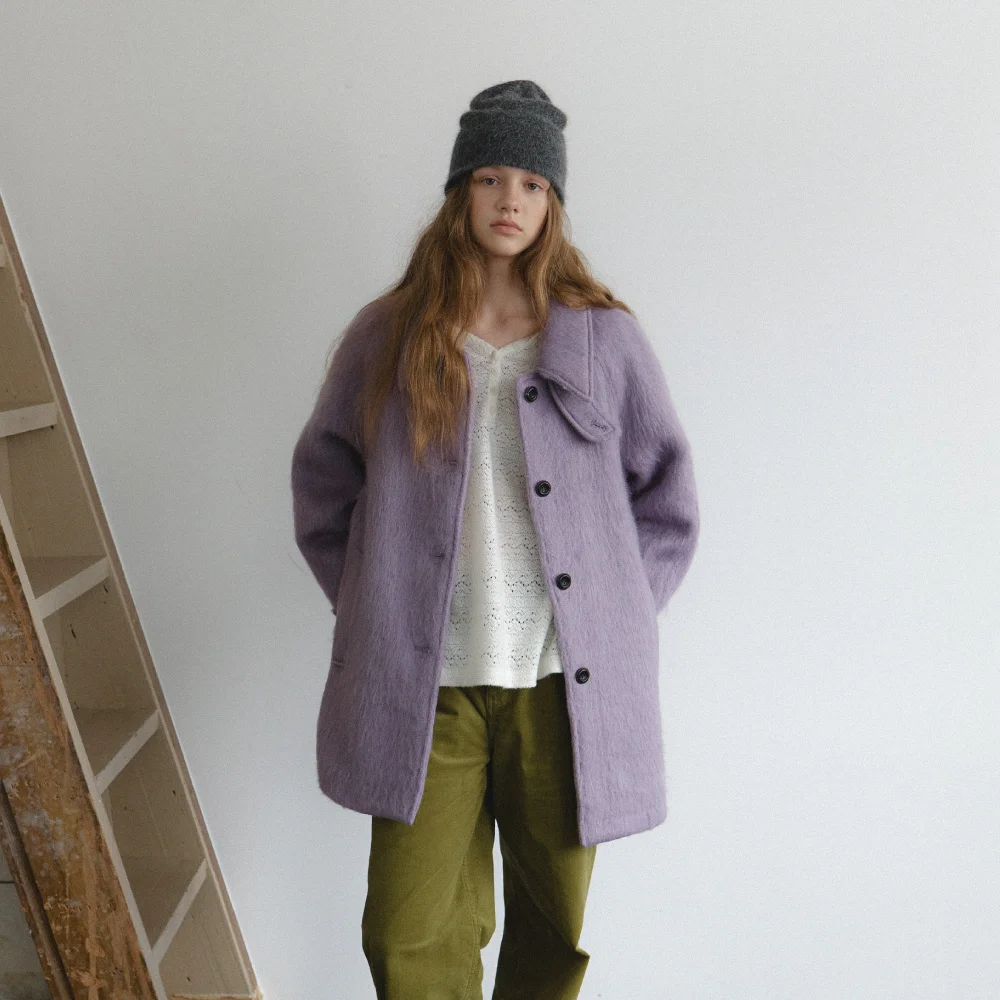 預訂發貨 NOA Wool Half Coat_Purple
