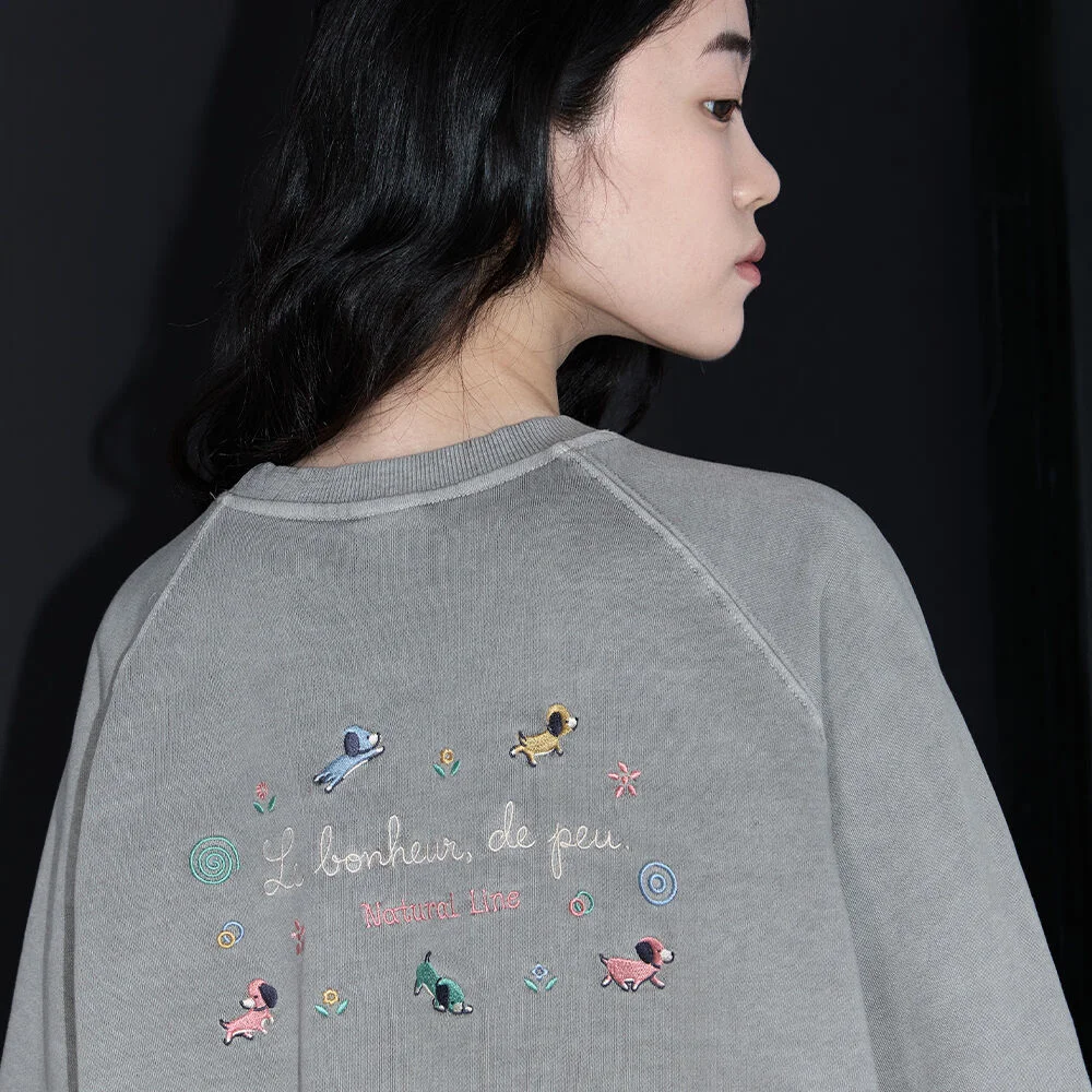 Bonheur 小狗 Pigment 插肩 衛衣 幽靈灰