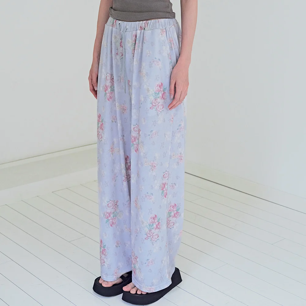 Rose Letter Wide Pants (鬆緊褲)