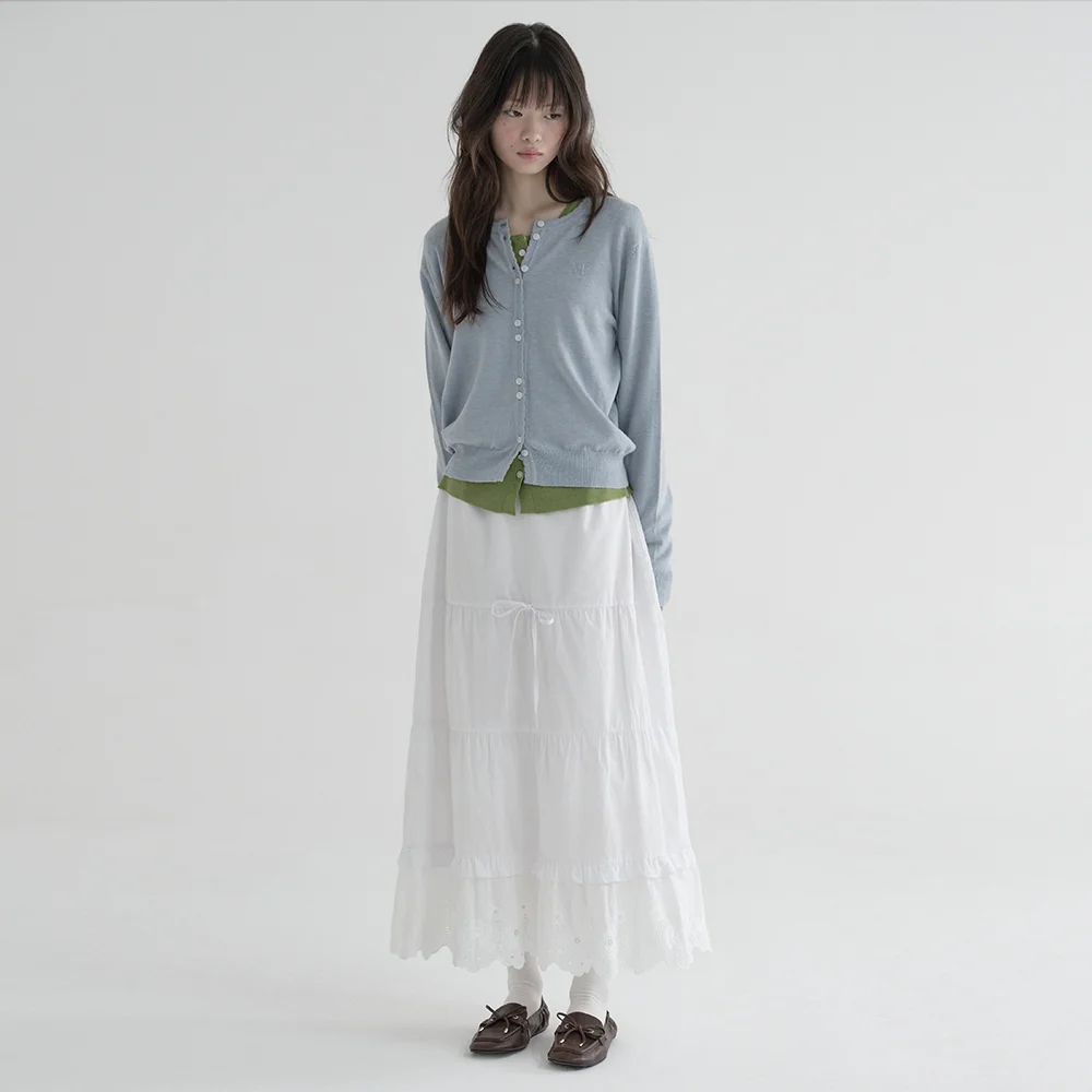 ROSE EYELET LONG SKIRT (WHITE)