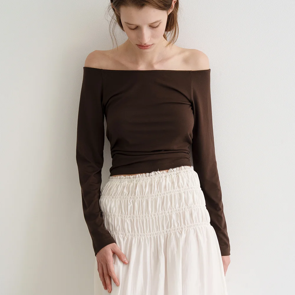 SMOKE FLARE LONG SKIRT_IVORY