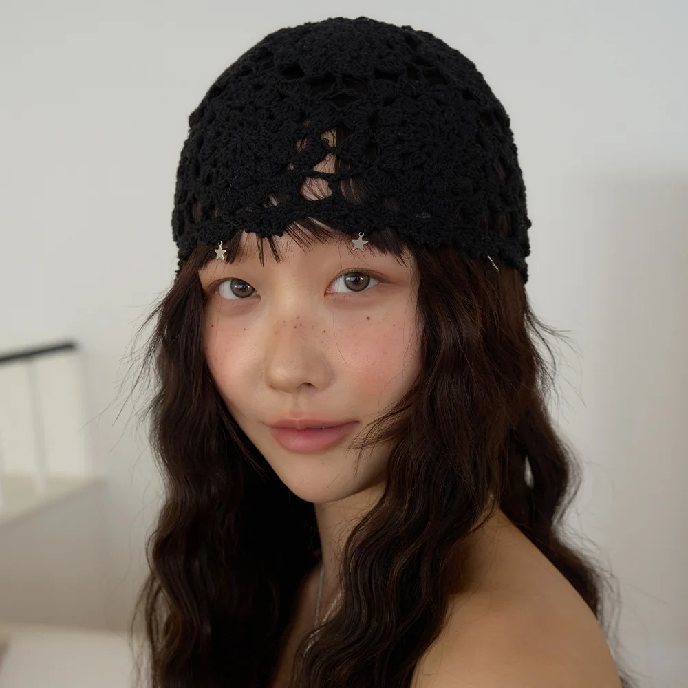 鉤織 閃爍 冷帽 (Black)