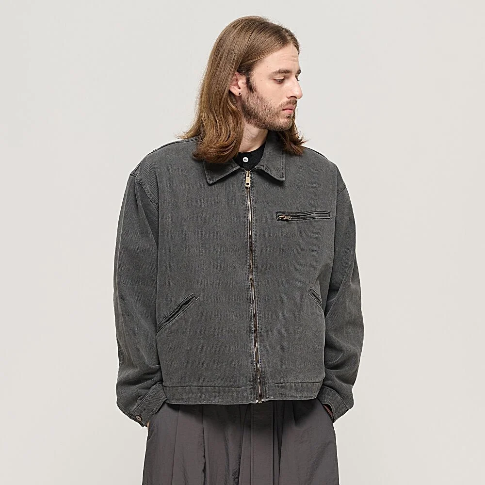 VINTAGE PIGMENT WORK TRUCKER JACKET (BLACK)