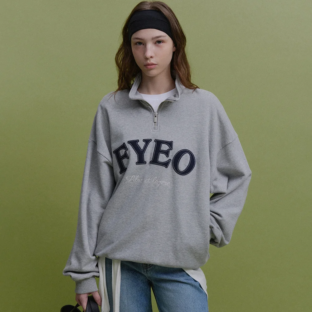 Essential Logo Half Zip-up (Melange Gray)