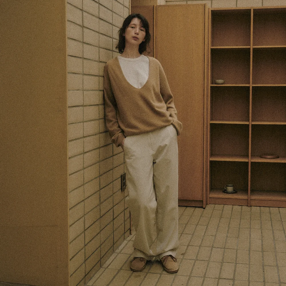 NORTEN PEACH COTTON PANTS_ECRU