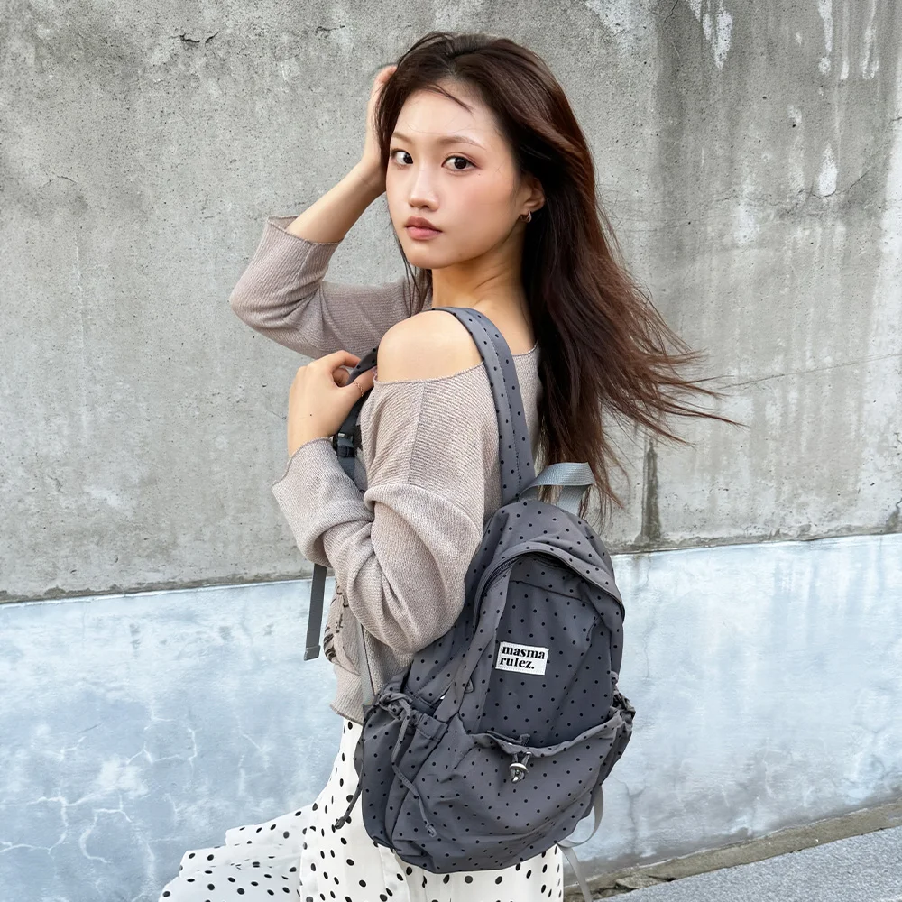 mini ver. Ribbon pocket backpack_Dot Charcoal