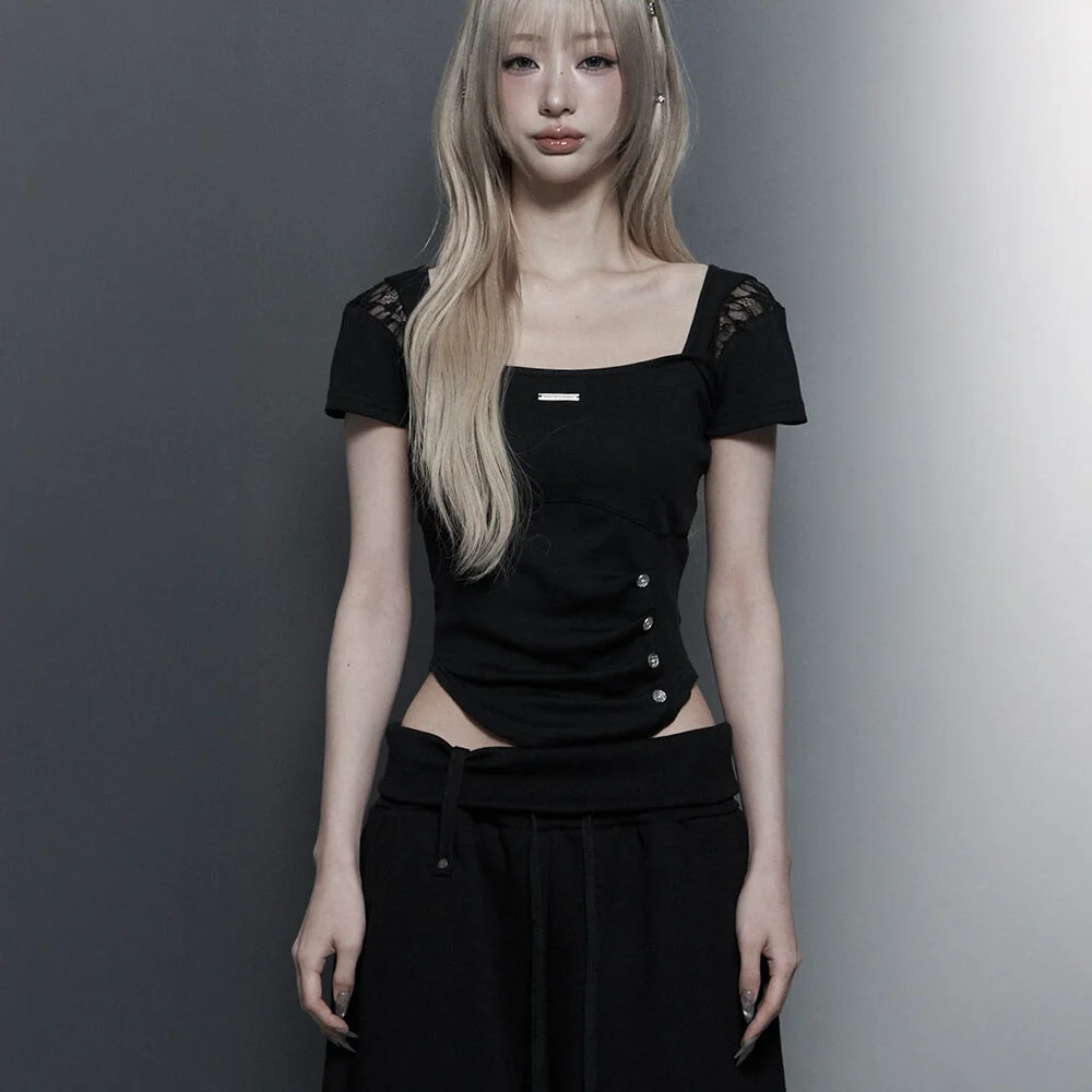 Bust Line Pintuck Detail Top (Black)