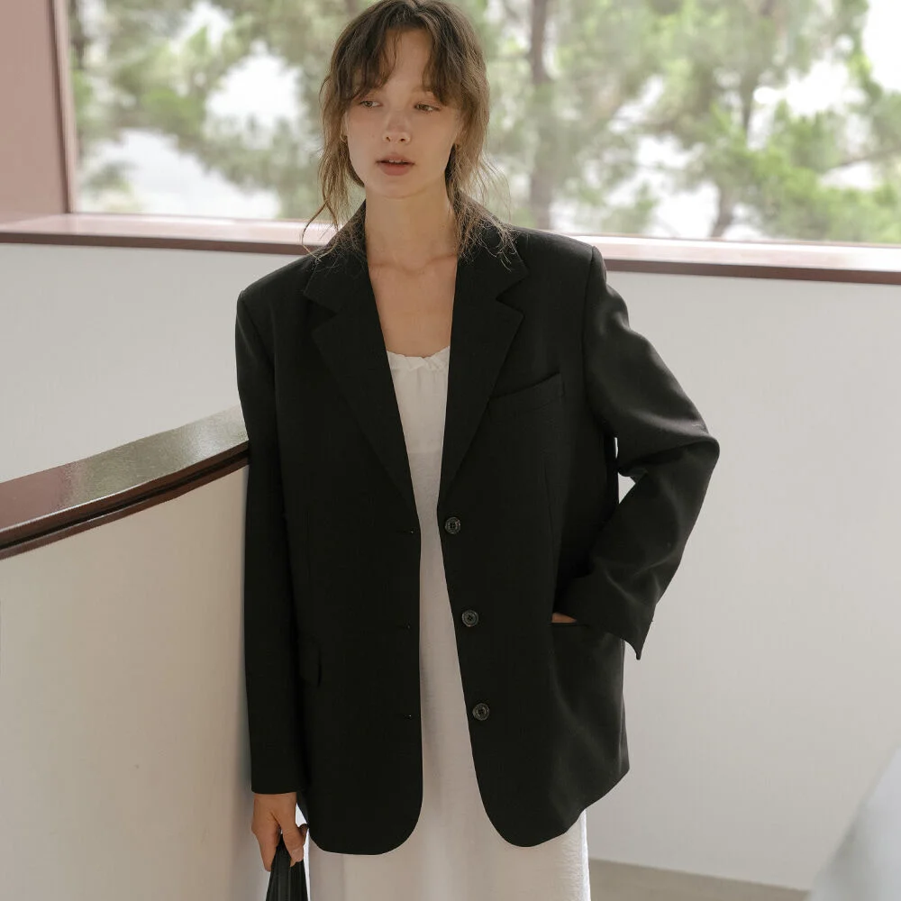Wool blend tailored jacket _Black