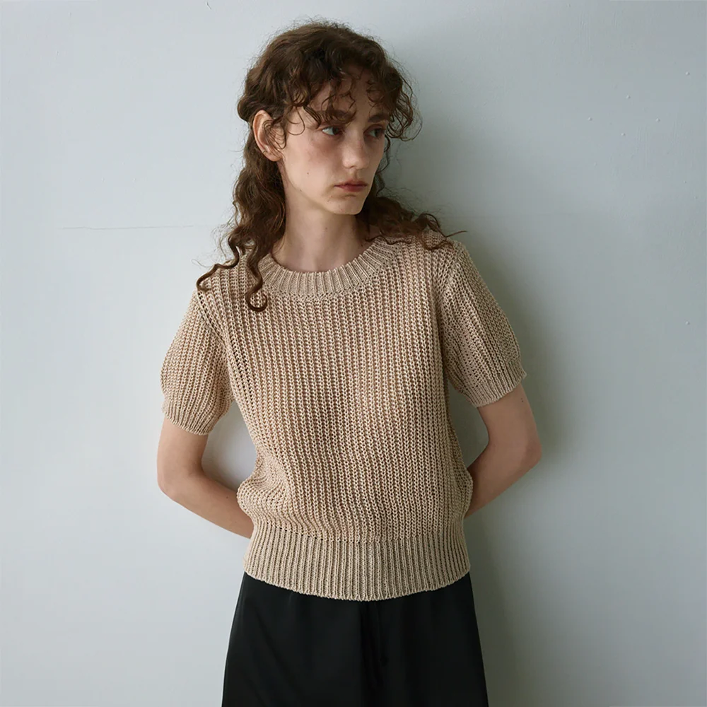 Paper round knit (Beige)