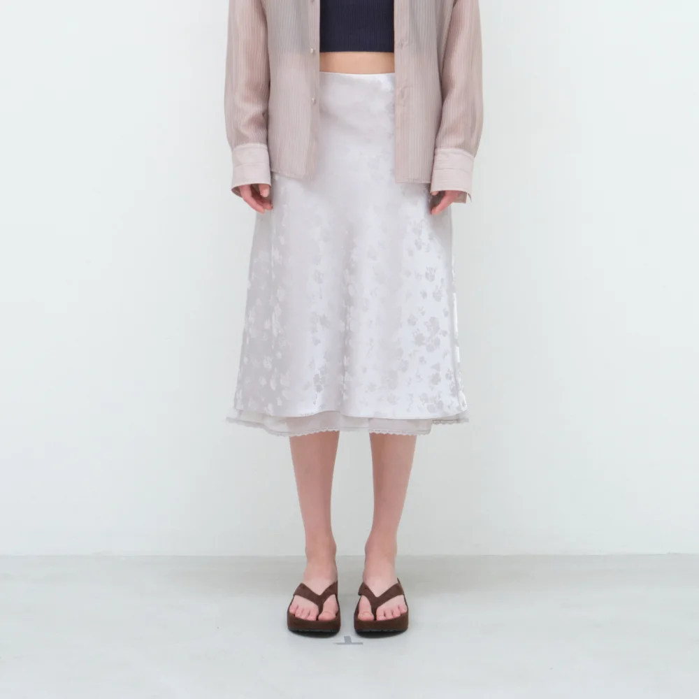 MELROSE SATIN MIDI SKIRT (2COLOR)