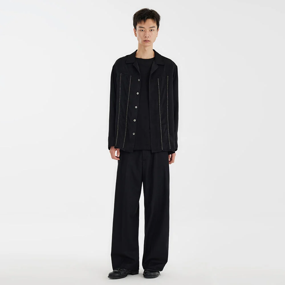 Satin Trucker Shirt - Black