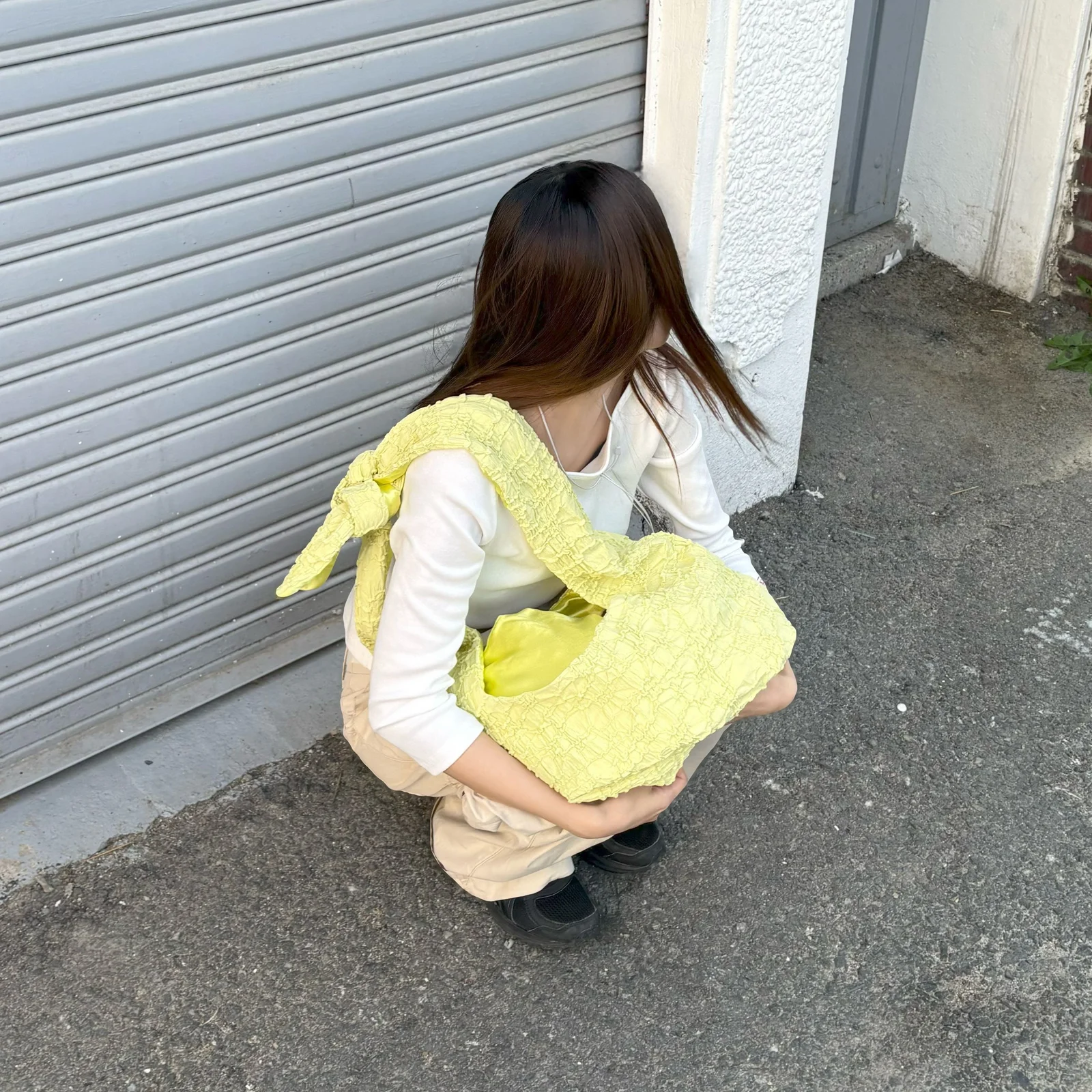 皺褶 蝴蝶結 袋 (2 color)