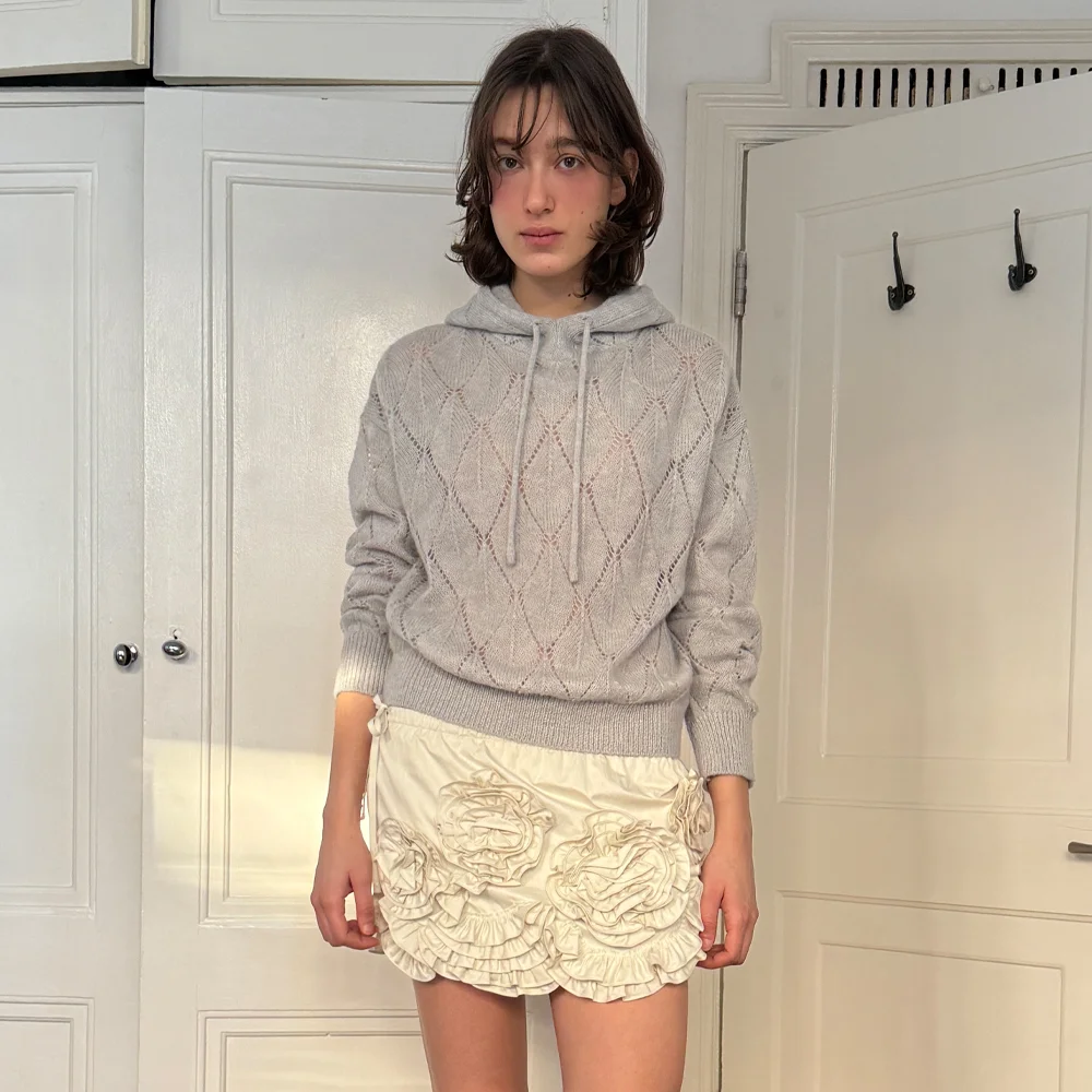 Diamond Hooded Knit (Melange Grey)