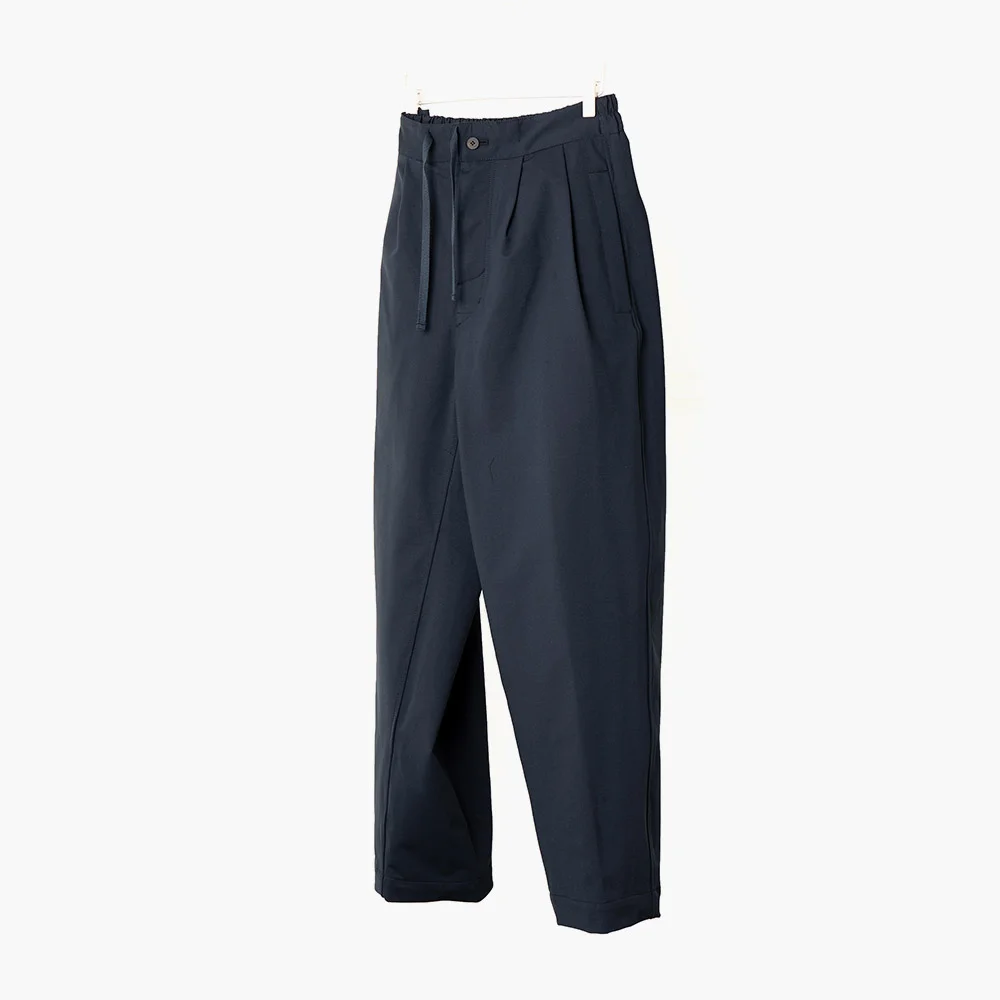 KNIT TUCKED TROUSERS (NAVY)