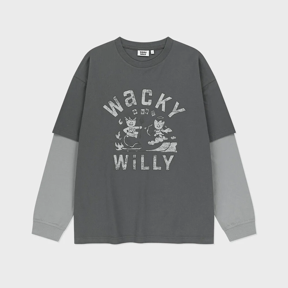 Wacky 圖案 層次 長袖 炭灰色