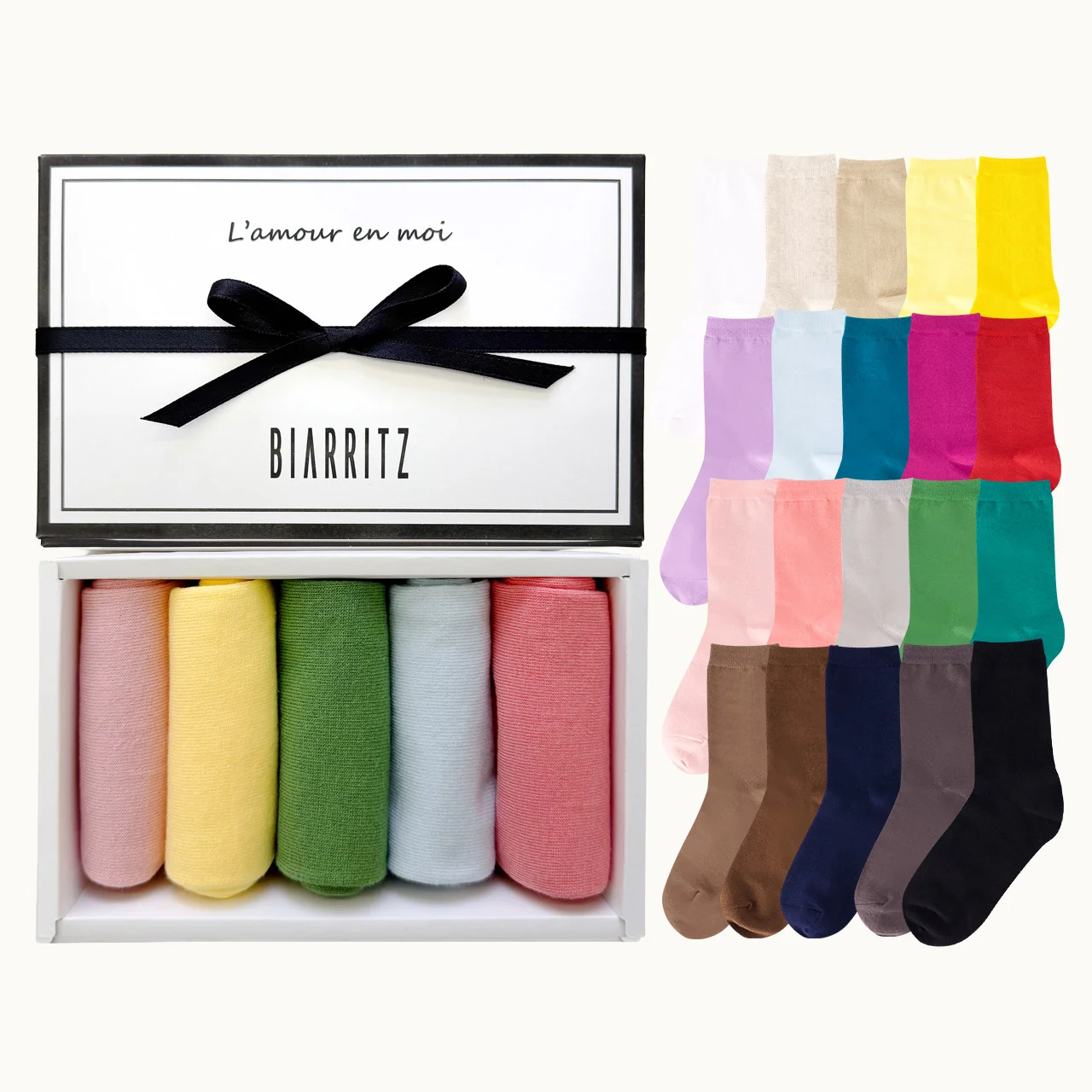 Jeje 基本款 日常 素色 色 自選 襪 套裝 21color (5雙+禮品盒+購物袋)