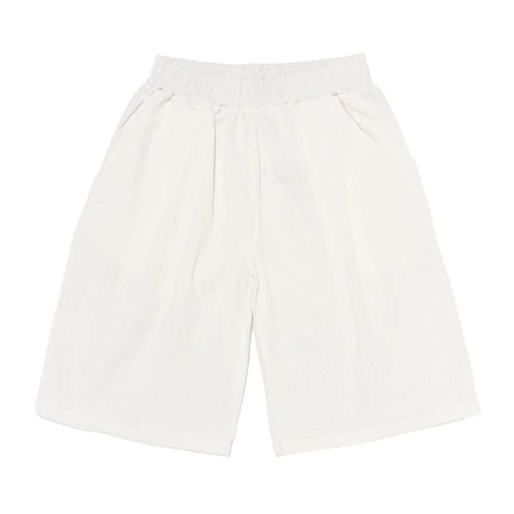 LINEN LIKE PINTUCK WIDE SHORTS (WHITE)