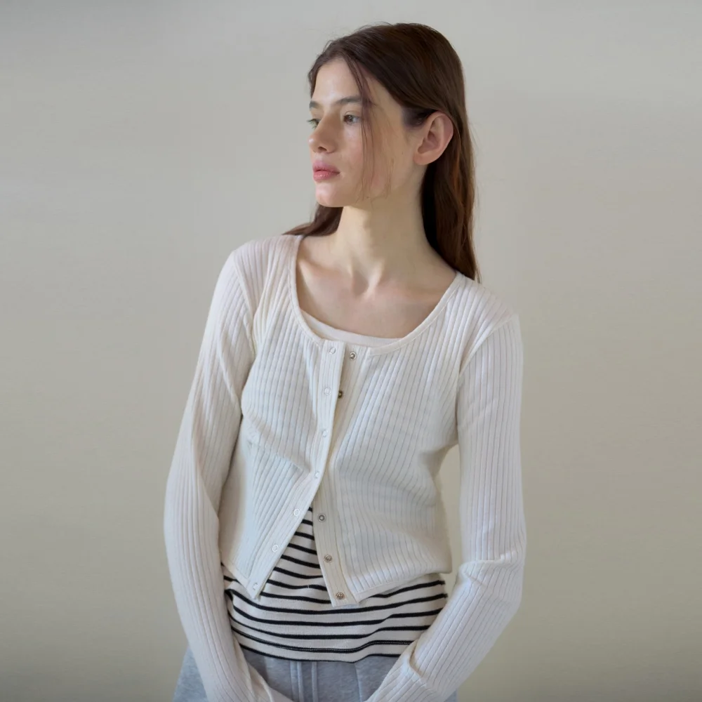 SOFT RIB JERSEY CARDIGAN CREAM