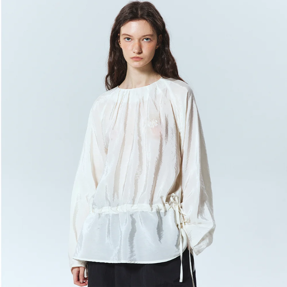 SHINE CURVED SLEEVE BLOUSE_IVORY