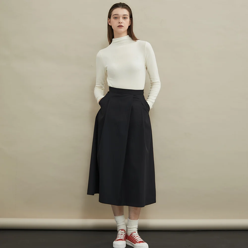 Pintuck A-line long skirt