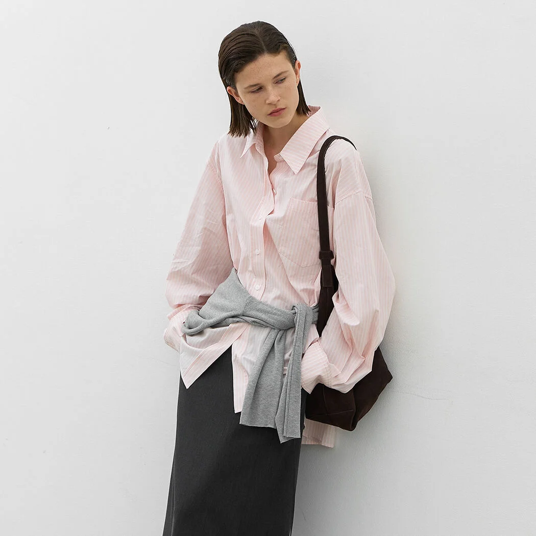 ESSENTIAL SINGLE STRIPE RELAXED SHIRT(BL-4383)