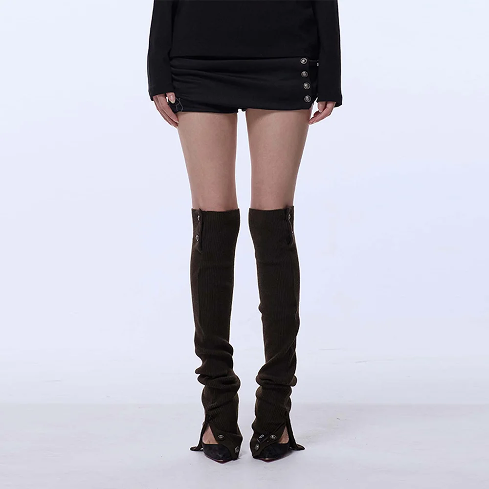 KNEE HIGH LEG WARMER_DARK BROWN