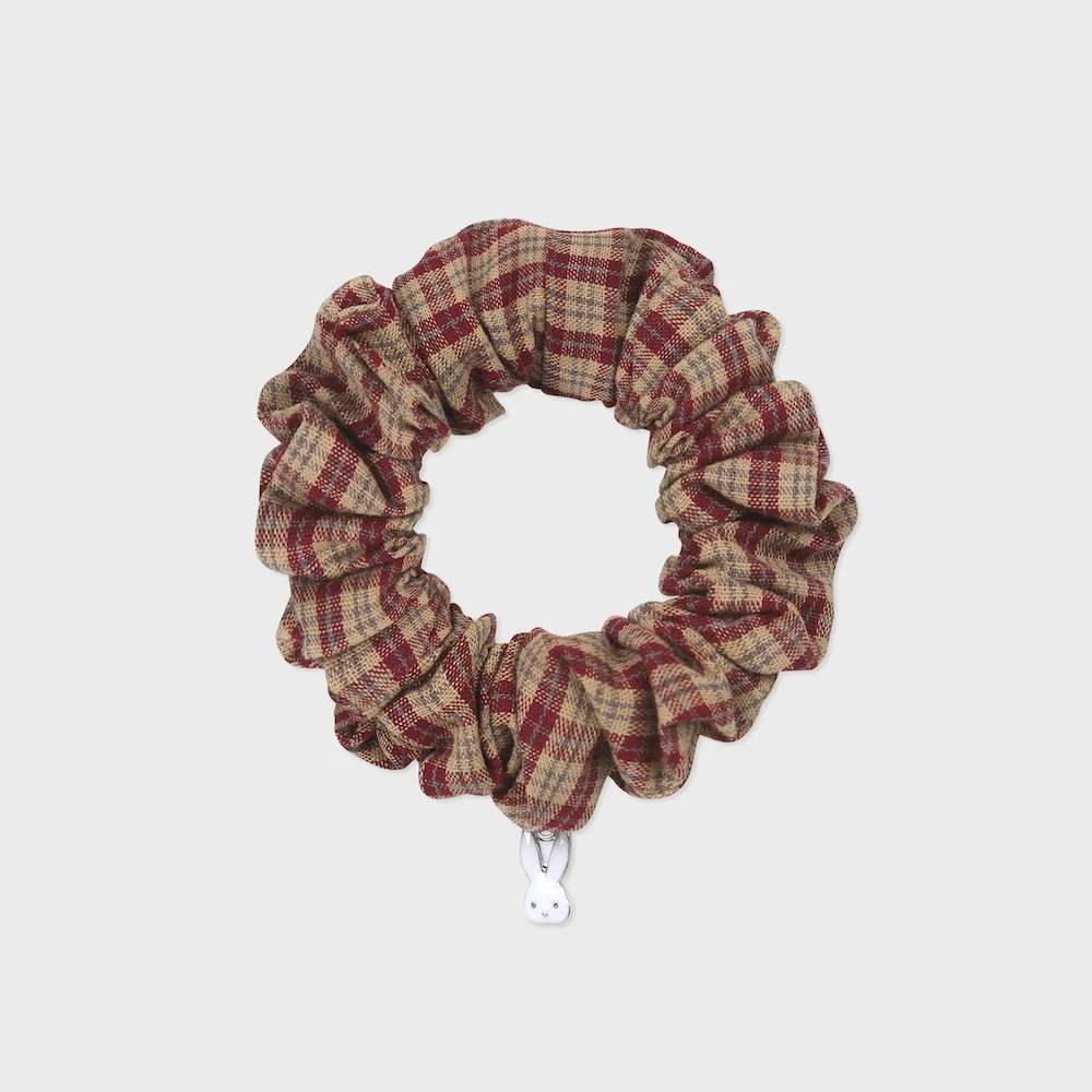 autumn mini hair scrunchie check bunny