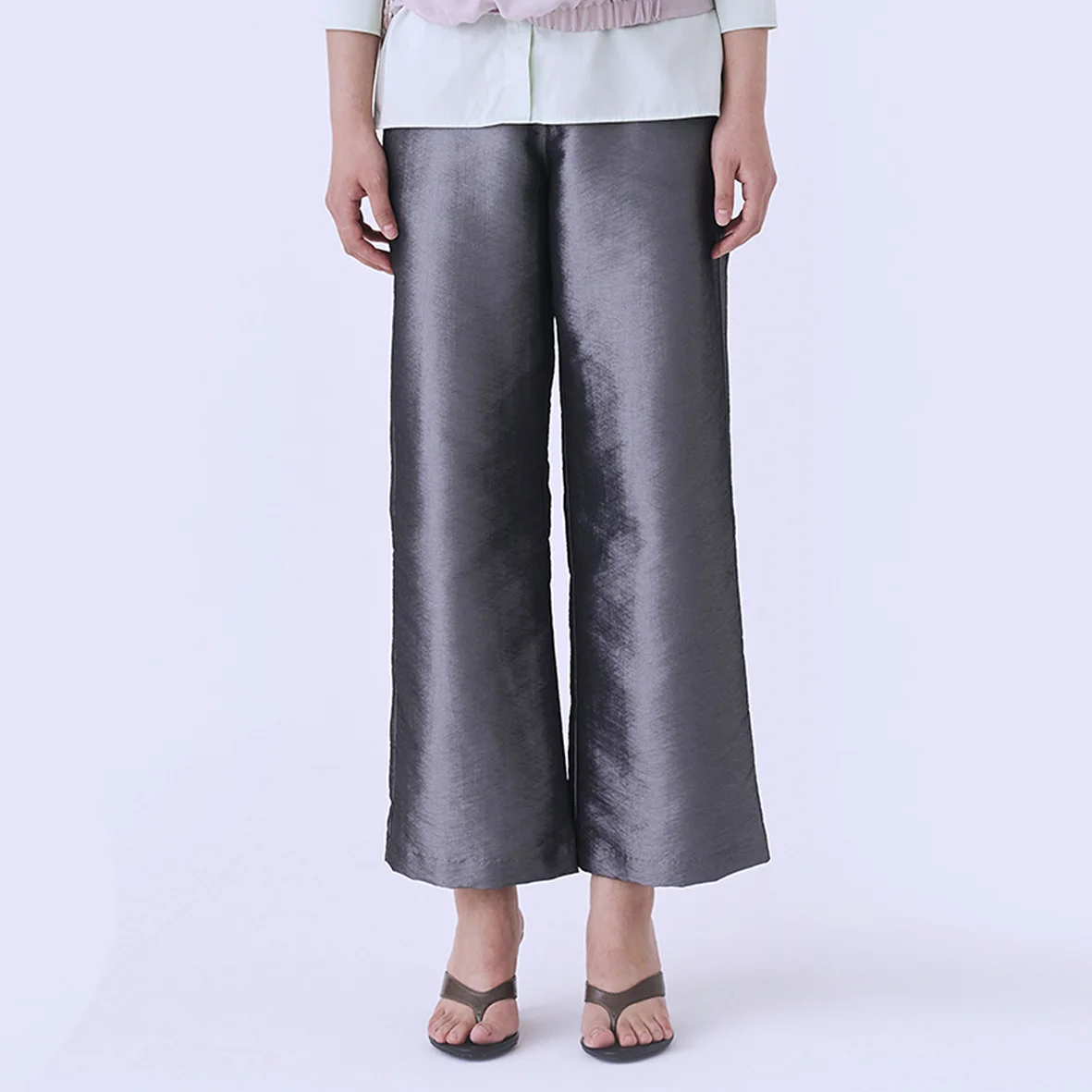 Silky Straight Trousers (Sliver gary)
