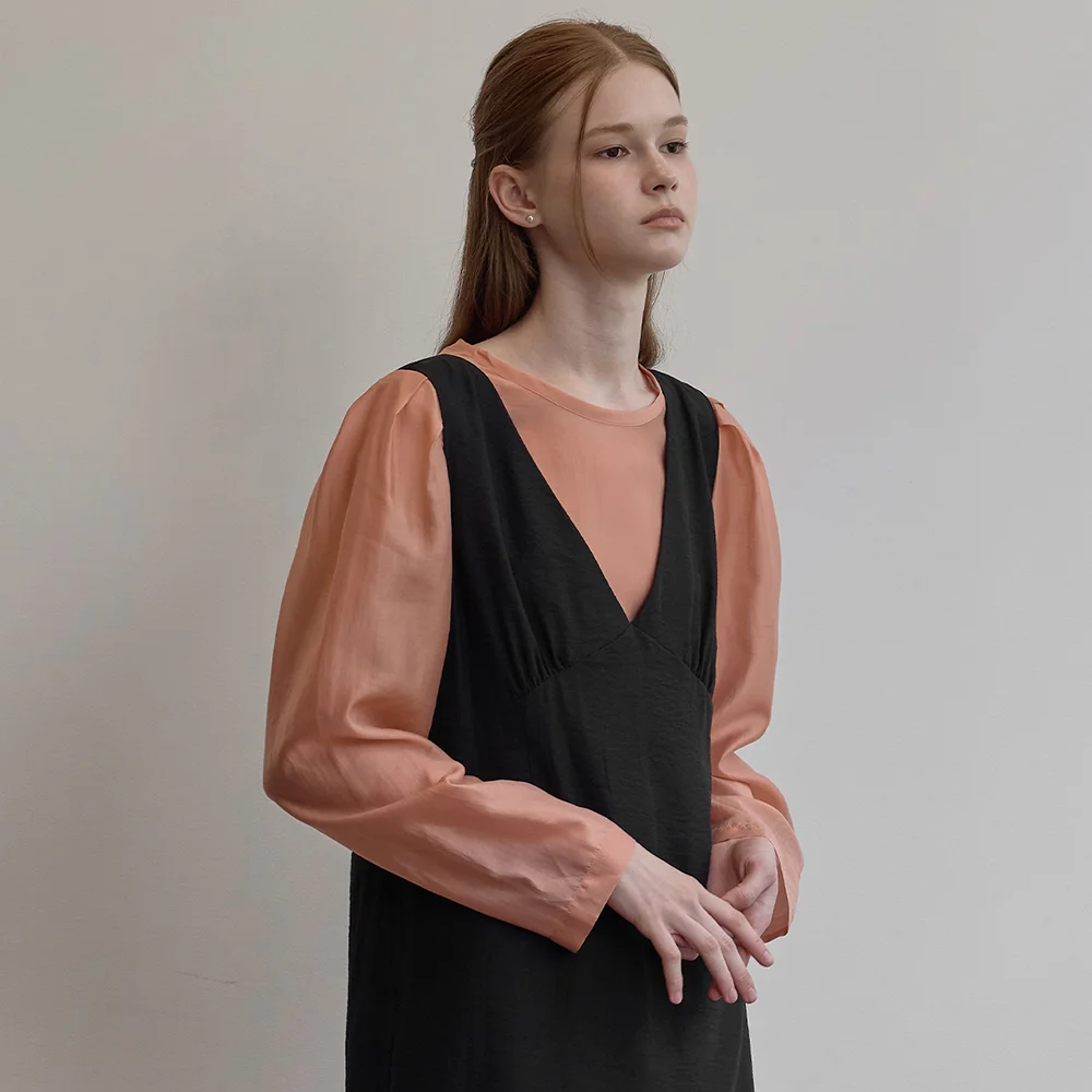 Sheer volume blouse - Salmon buff