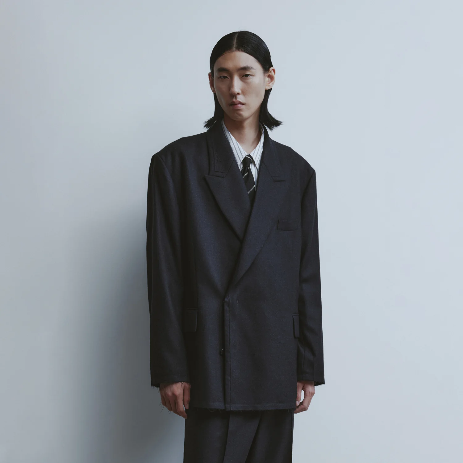 Oversized Double Breasted Jacket - Charcoal Grey