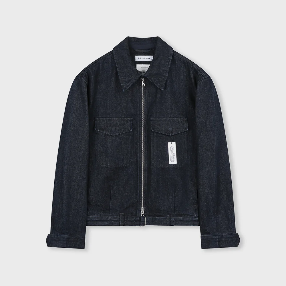 CONE MILL MILITARY ZIP-UP DENIM JACKET INDIGO