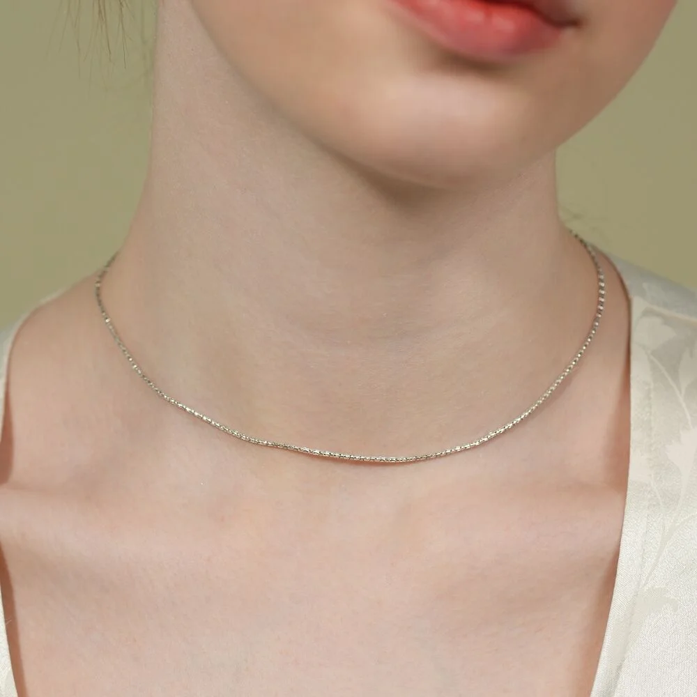 Lolli cutting silver chain Necklace 925銀色 裁切 意大利 鏈條 頸鏈領 頸鏈