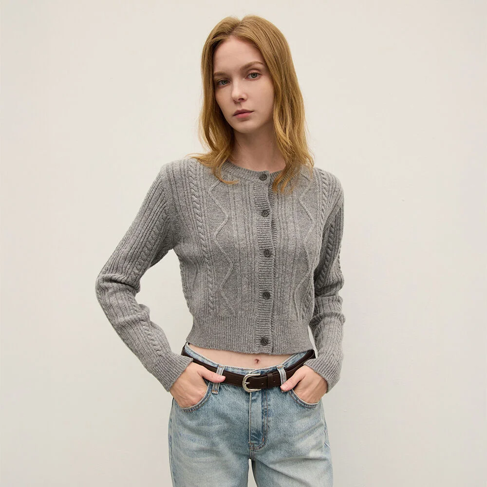WK-18 BRAID CARDIGAN_GRAY