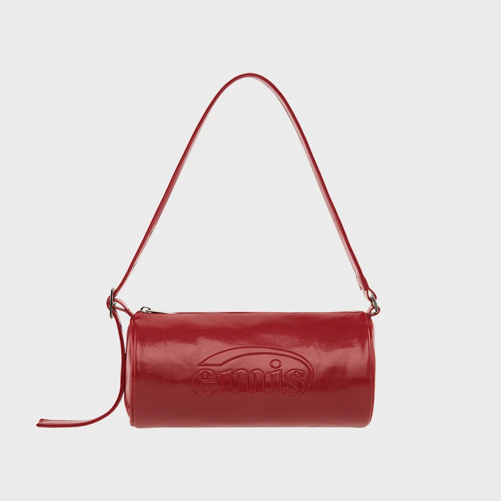 EMBOSSED BARREL BAG-RED