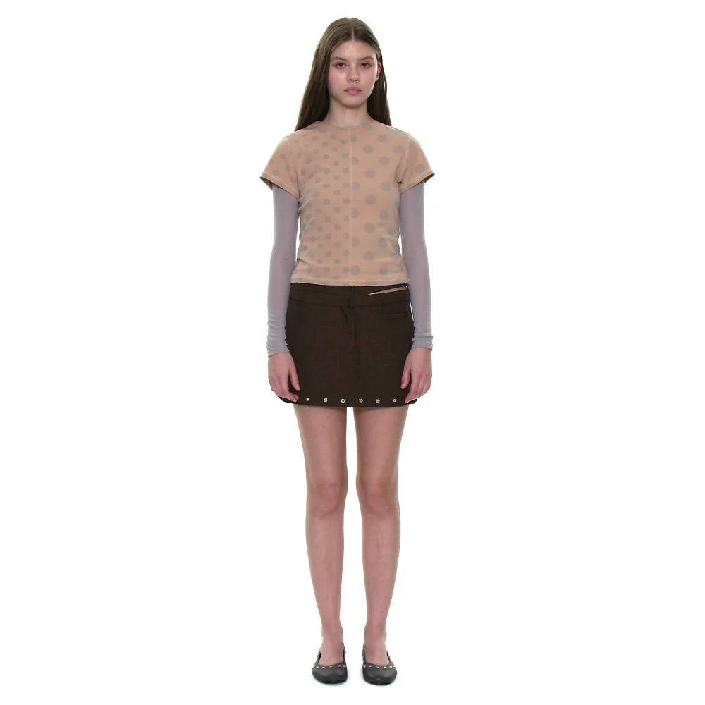 MULTIWAY DOUBLE WAIST TRANSFORN SKIRT_BROWN