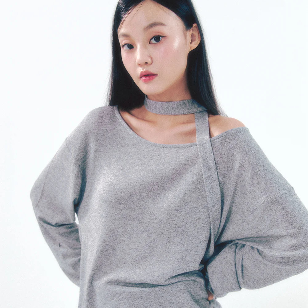 Knit Tie Long Sleeve Set Gray