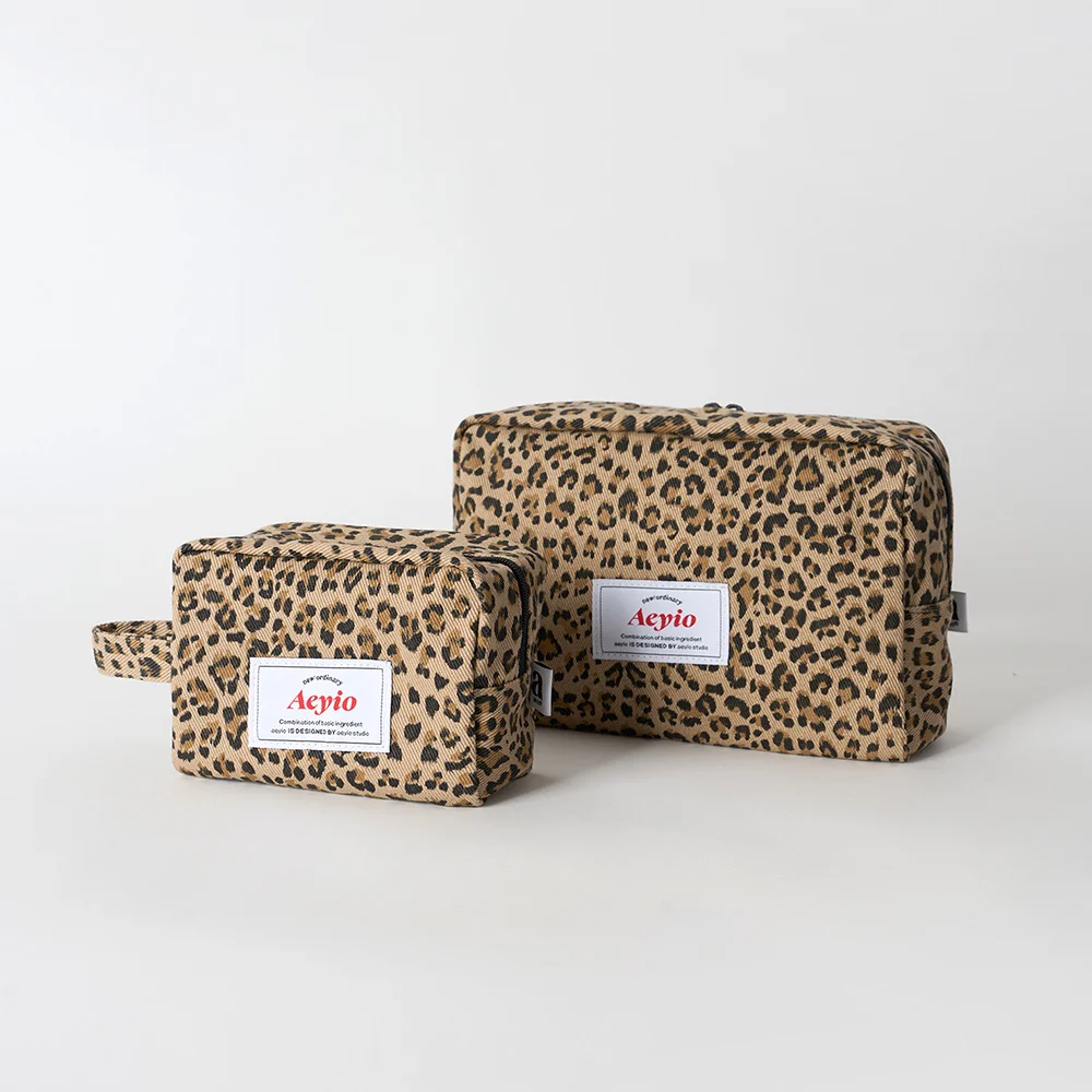 LEOPARD SQUARE HANDLE POUCH_ 豹紋 方形 Handle 化妝袋 (2 Colors, 2 Sizes)_APO5002/5102