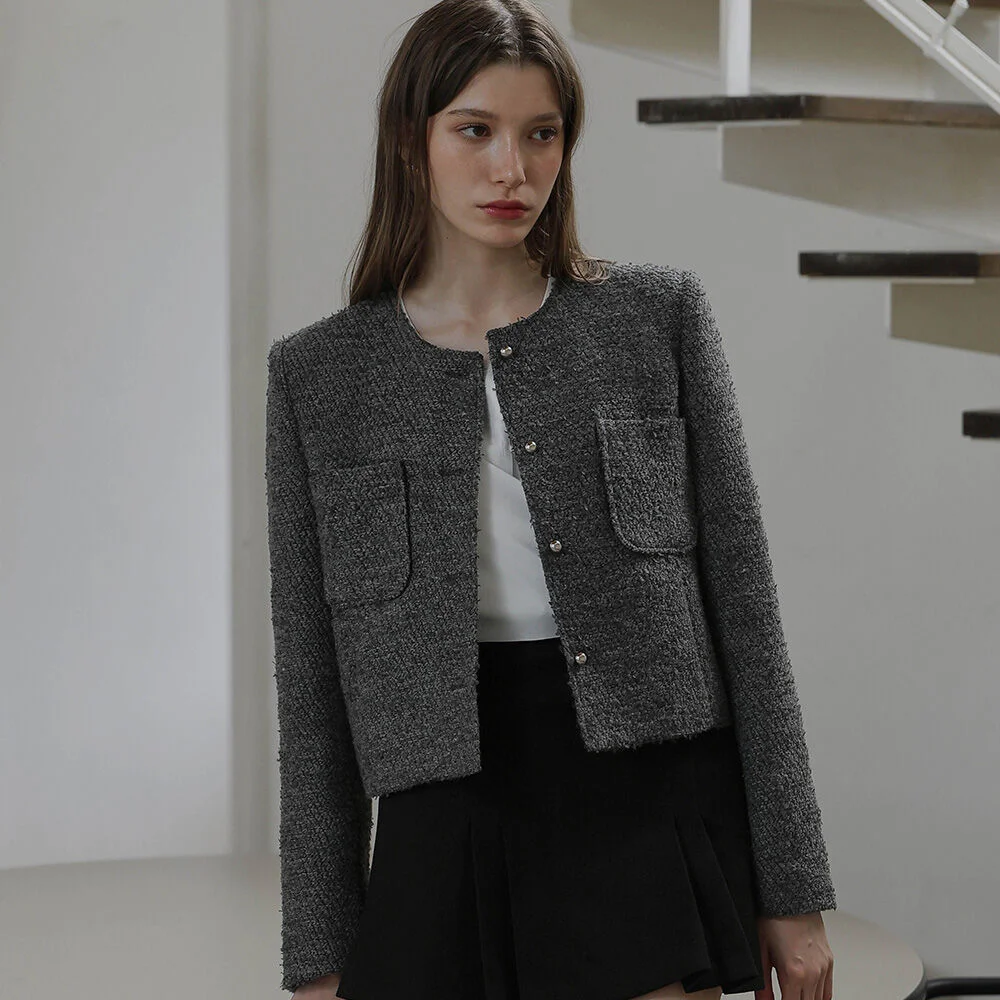 Out Pocket Single Tweed Jacket