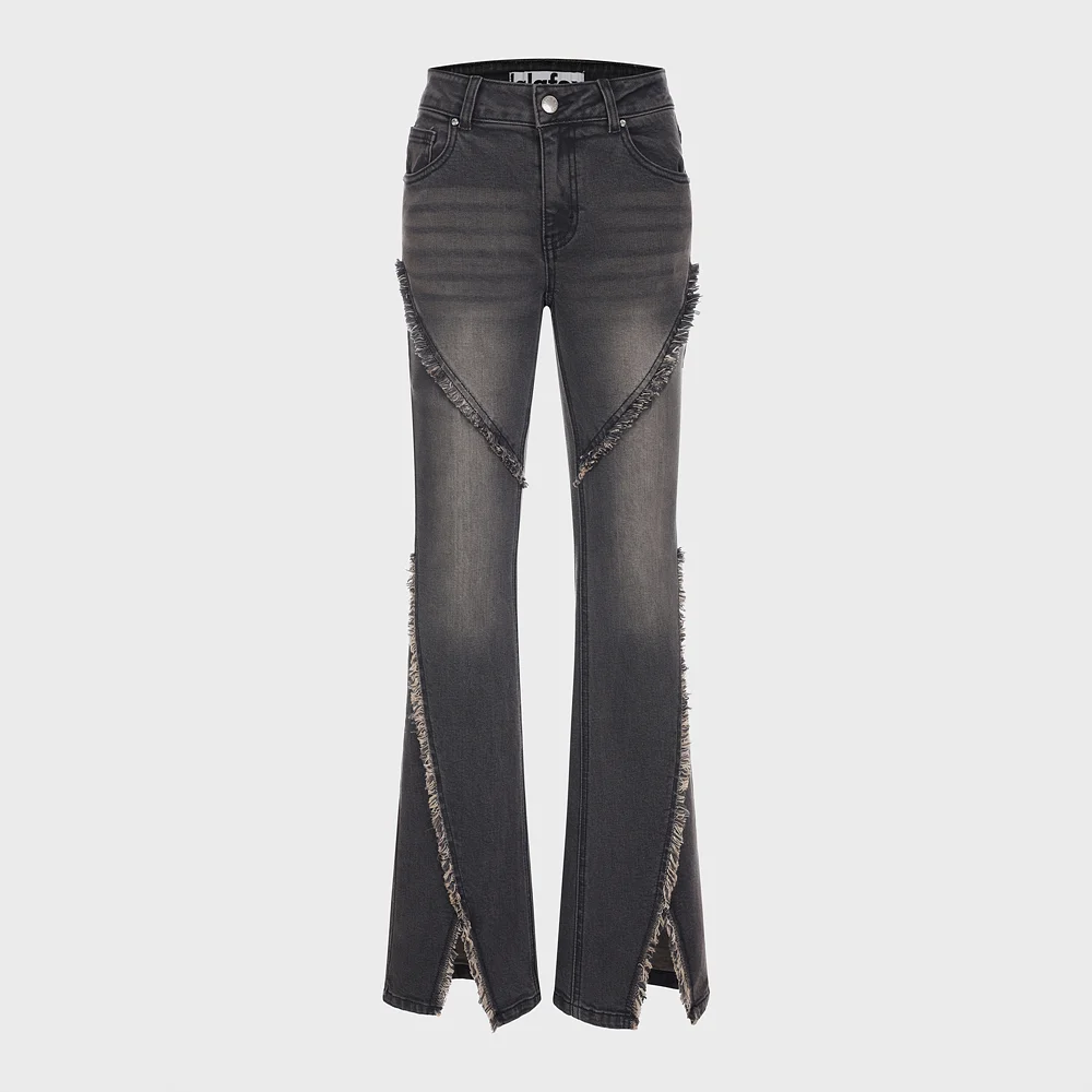 FADING BOOT-CUT DENIM PANTS BLACK BQ4DP004