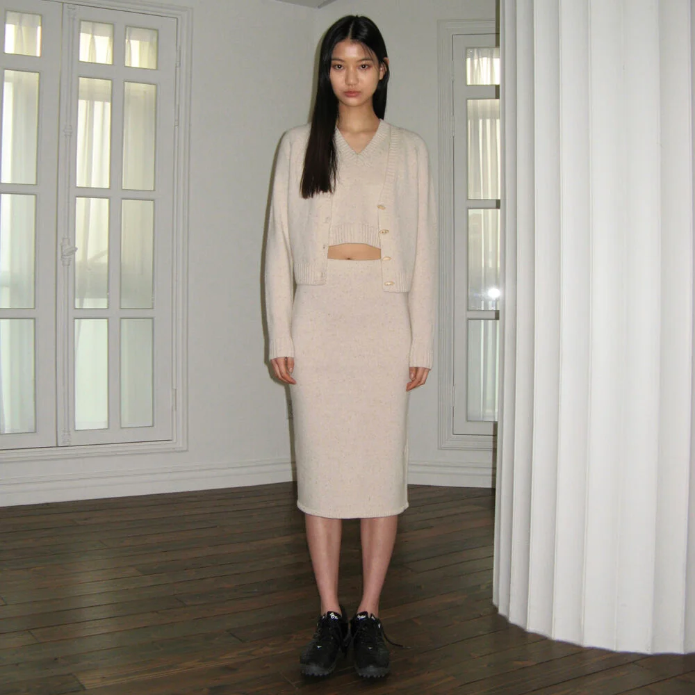 Wool Blended Long Skirt (Ivory)