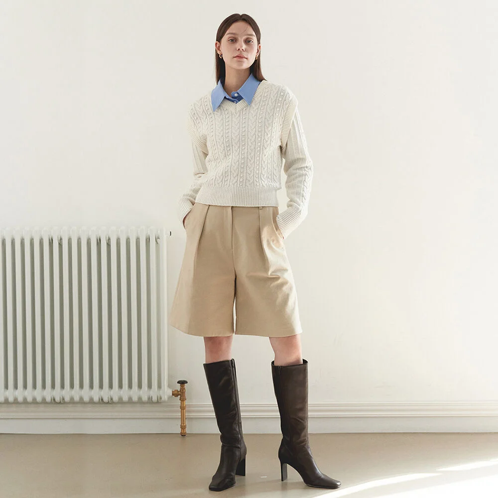 COTTON POCKET BERMUDA PANTS(sand beige)