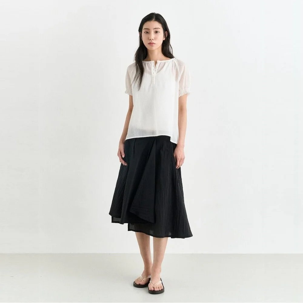 Sheer Short Sleeve Blouse White (AG6464B011)